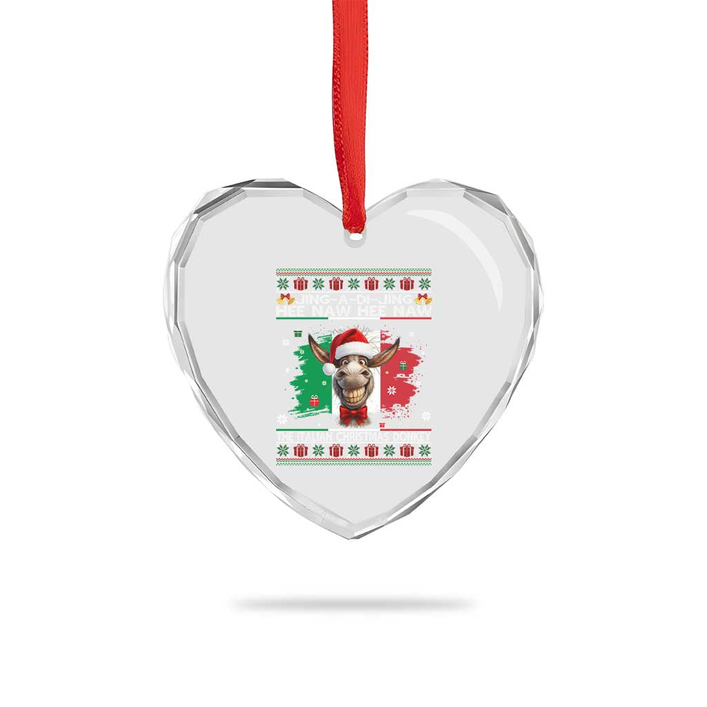 Funny Italian Christmas Donkey Heart Crystal Glass Ornament Funny Domick The Donkey Holiday Italy Flag TS11 Print Your Wear