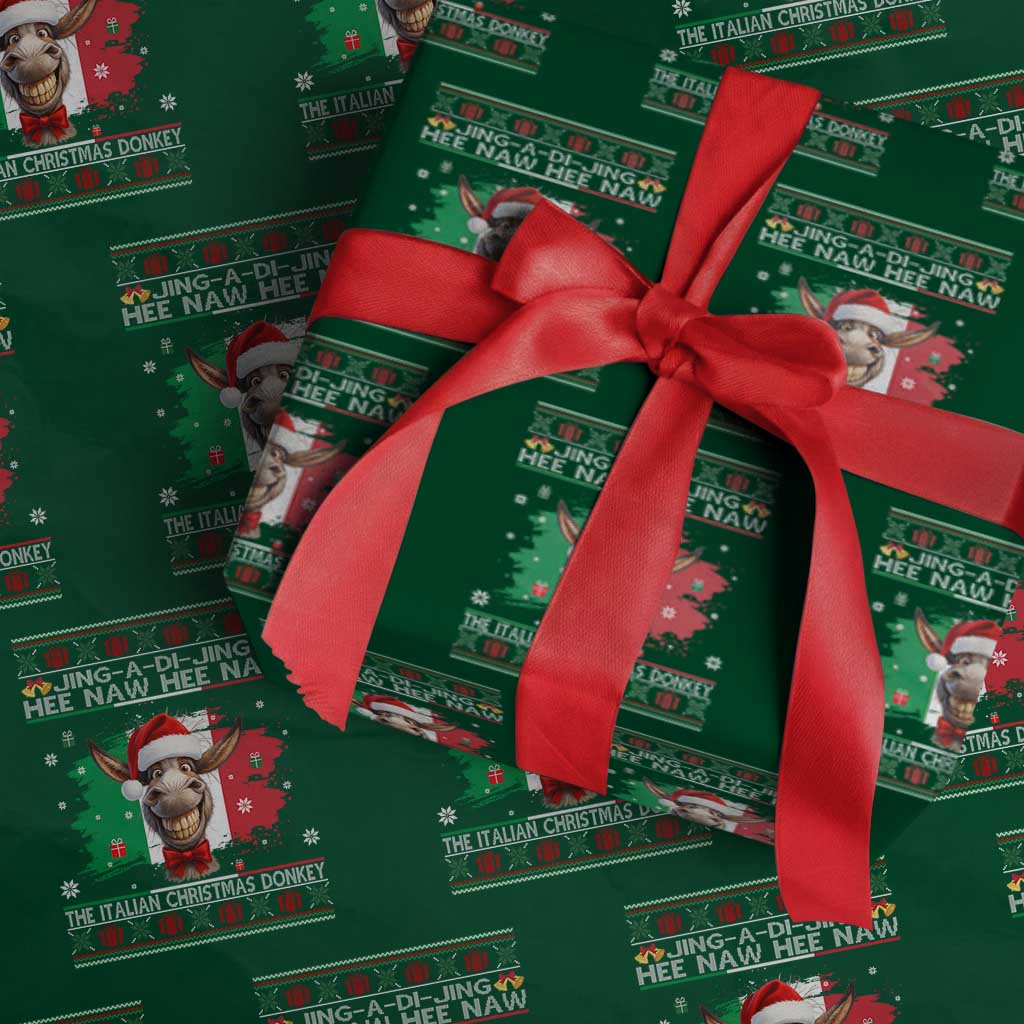 Funny Italian Christmas Donkey Wrapping Paper Roll Funny Domick The Donkey Holiday Italy Flag TS11 Green Print Your Wear