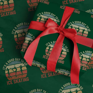 Funny It's A Good Day To Go Ice Skating Wrapping Paper Roll TS11 Green Print Your Wear