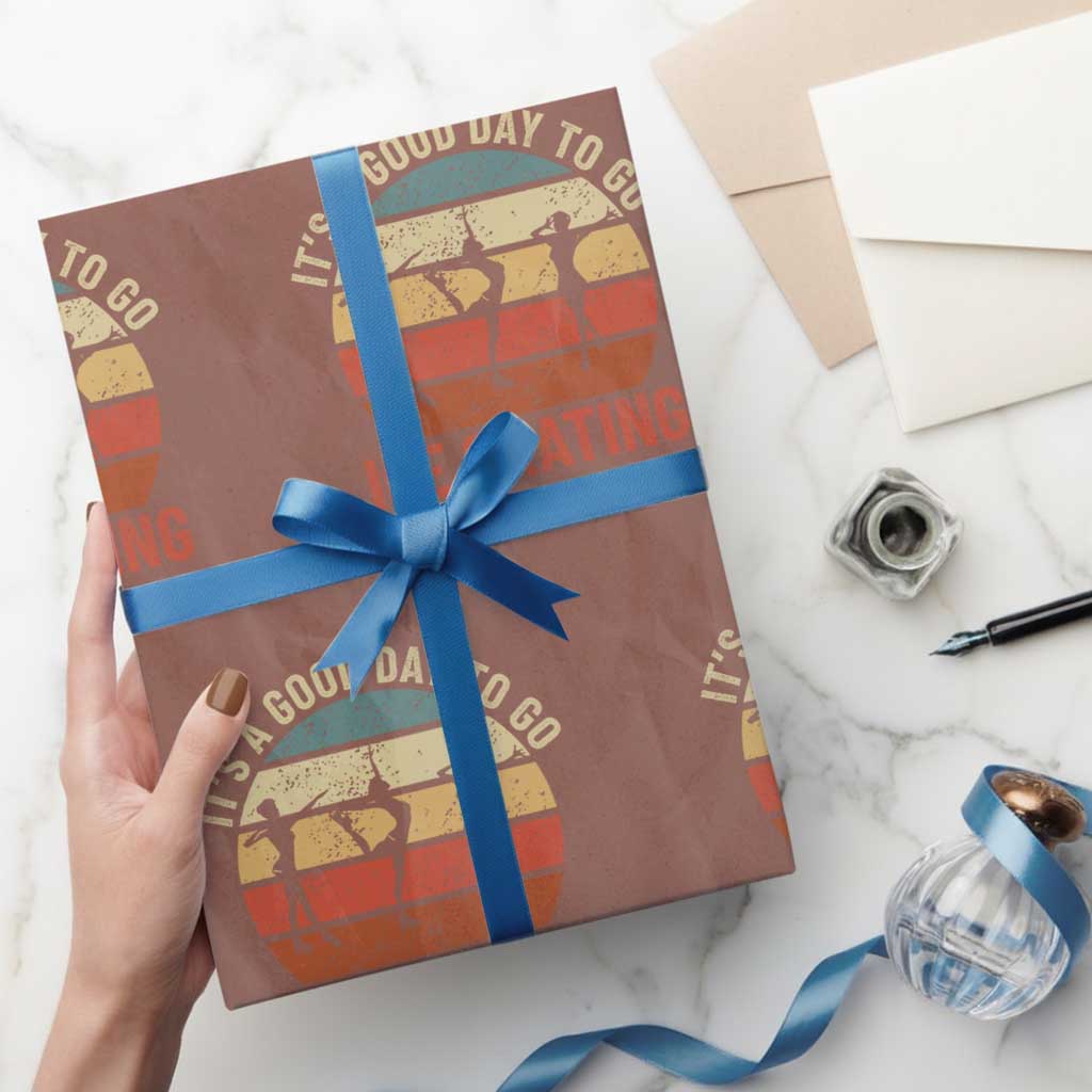 Funny It's A Good Day To Go Ice Skating Wrapping Paper Roll TS11 Mocha Print Your Wear