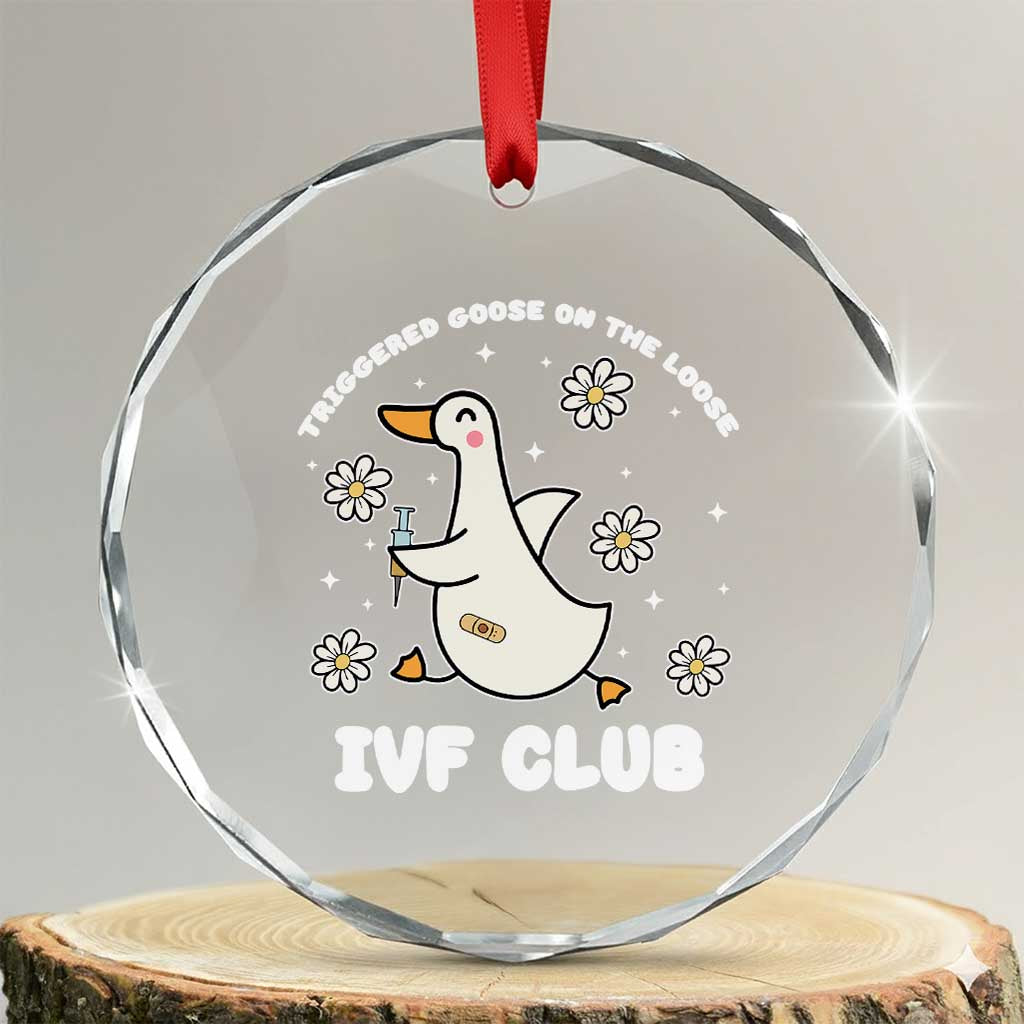 Funny IVF Crystal Glass Ornament Triggered Goose On The Loose Infertility Support Gift TS10 Transparent Glass 3'' Circle Print Your Wear