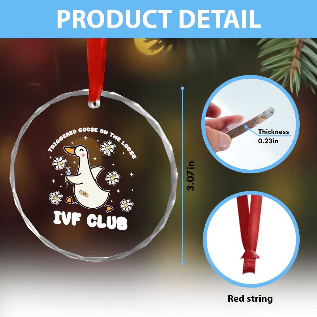 Funny IVF Crystal Glass Ornament Triggered Goose On The Loose Infertility Support Gift TS10 Print Your Wear