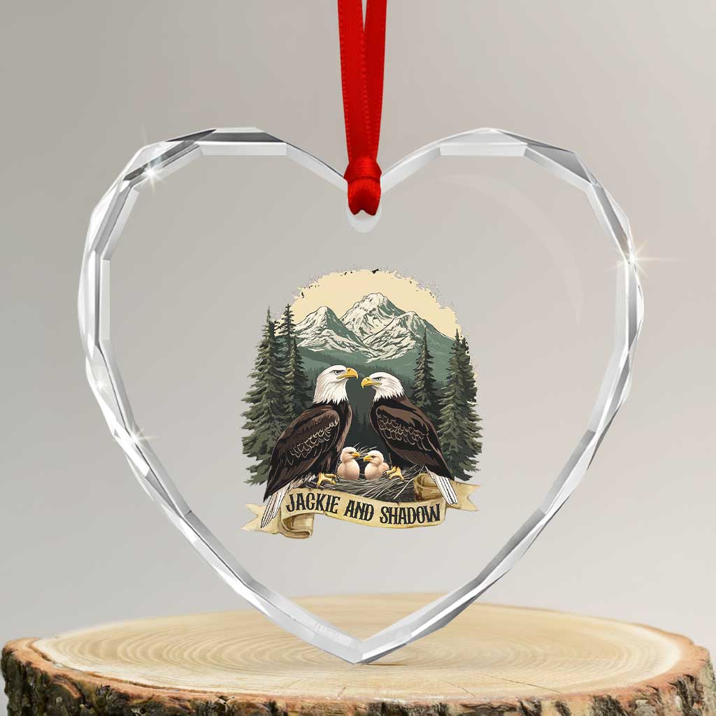 Funny Jackie And Shadow Eagle Family Matching Heart Crystal Glass Ornament Eagle Lover TS11 Transparent Glass 3'' Heart Print Your Wear