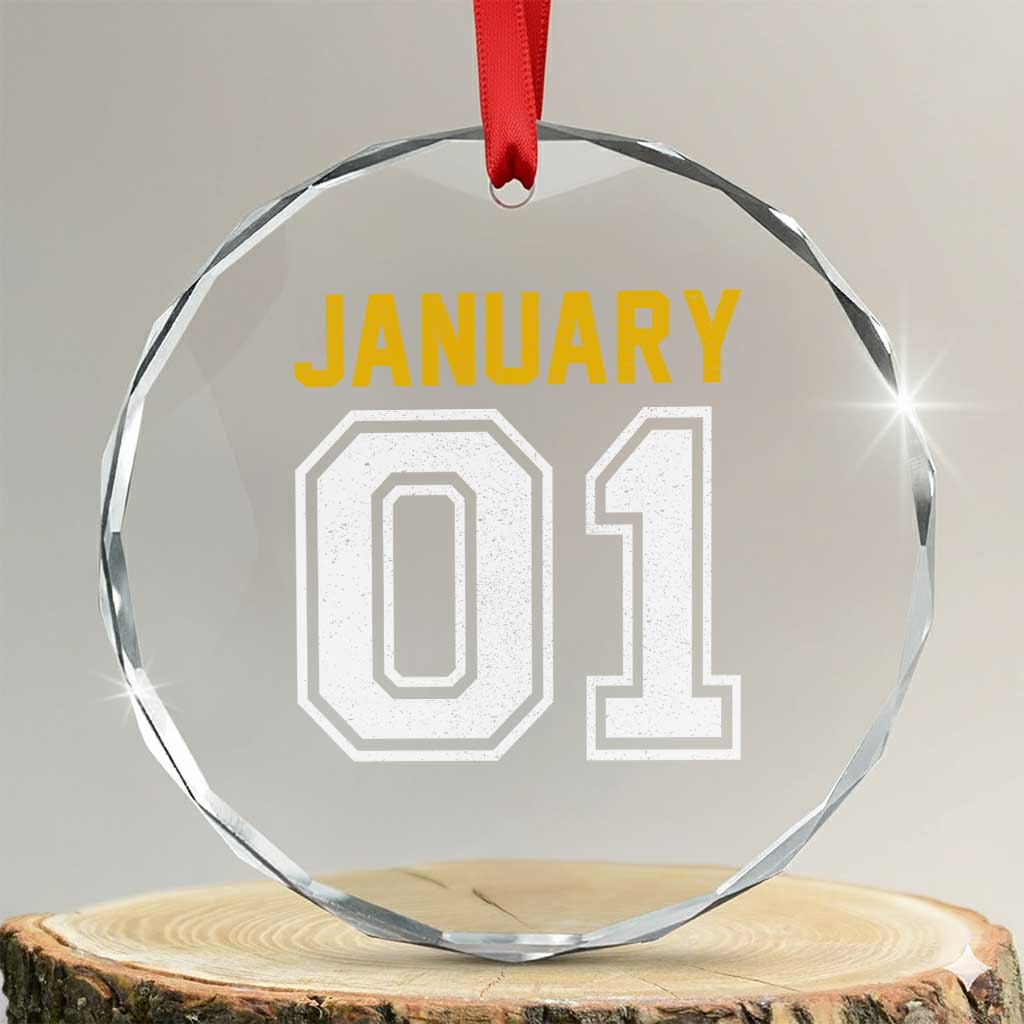Funny January 01 New Years Eve Party Crystal Glass Ornament TS11 Transparent Glass 3'' Circle Print Your Wear