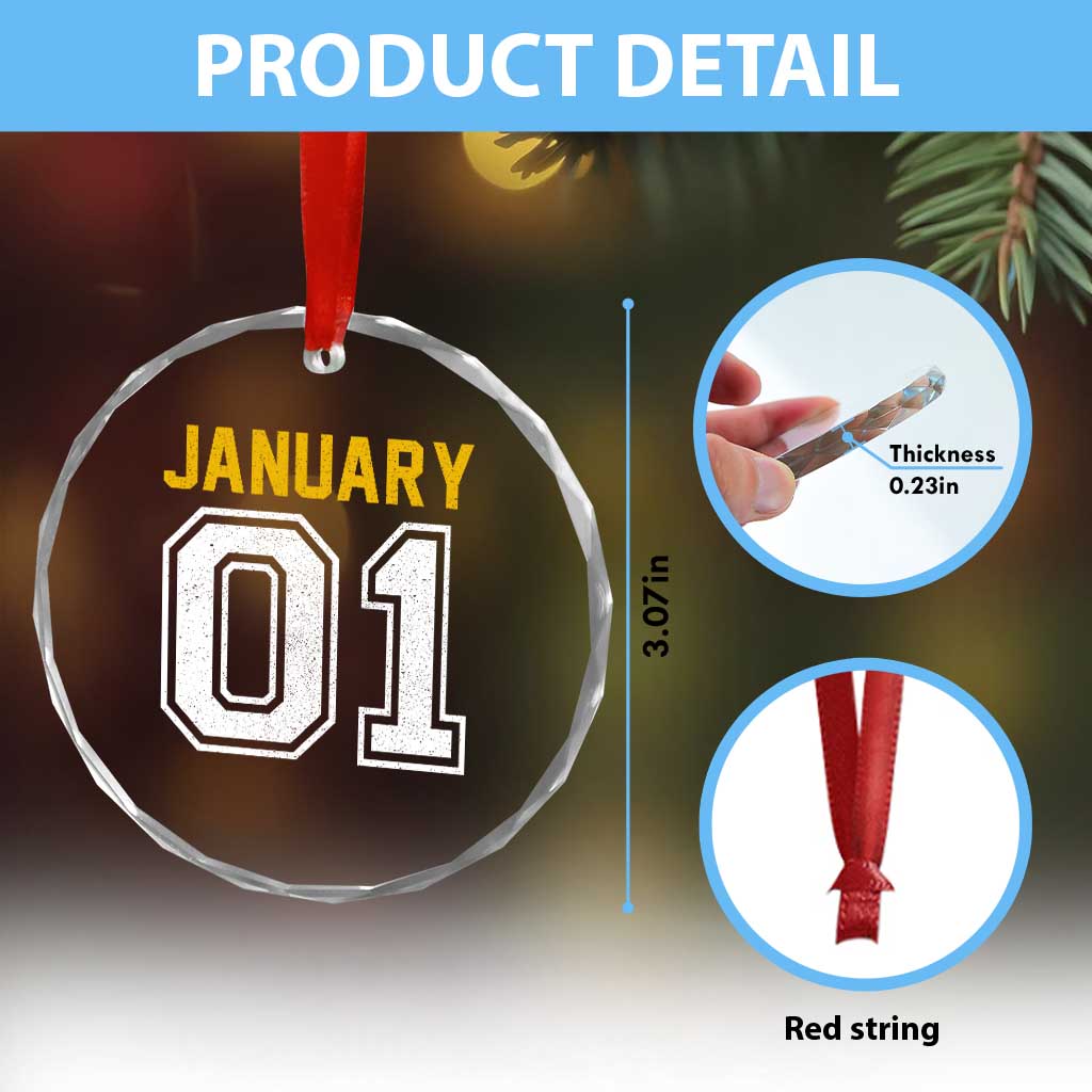 Funny January 01 New Years Eve Party Crystal Glass Ornament TS11 Print Your Wear