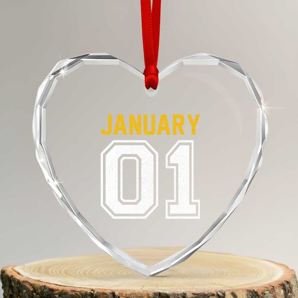 Funny January 01 New Years Eve Party Heart Crystal Glass Ornament TS11 Transparent Glass 3'' Heart Print Your Wear