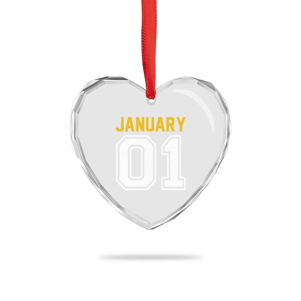 Funny January 01 New Years Eve Party Heart Crystal Glass Ornament TS11 Print Your Wear