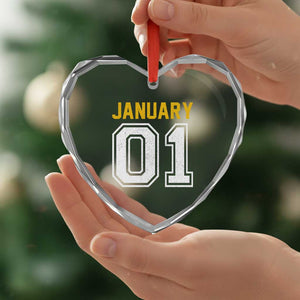 Funny January 01 New Years Eve Party Heart Crystal Glass Ornament TS11 Print Your Wear