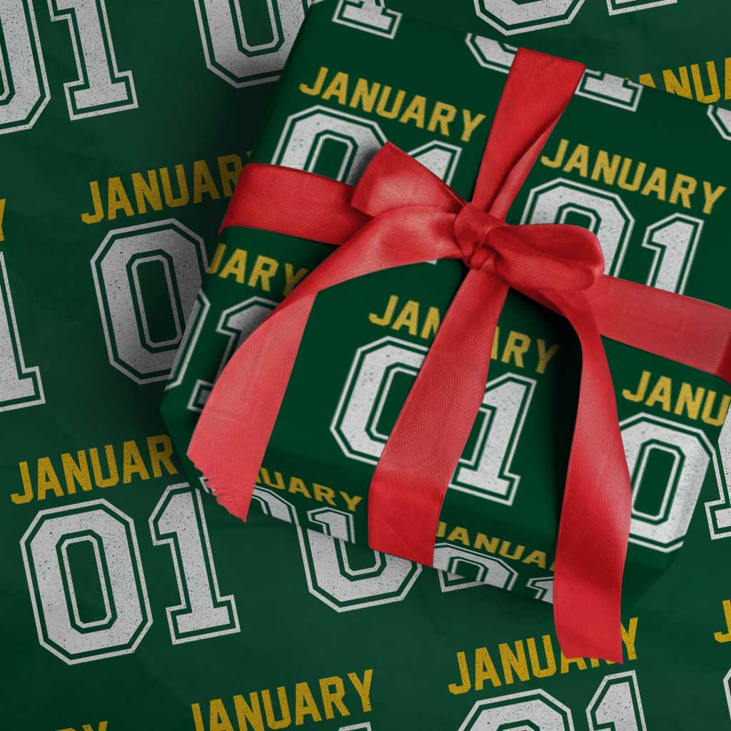 Funny January 01 New Years Eve Party Wrapping Paper Roll TS11 Green Print Your Wear