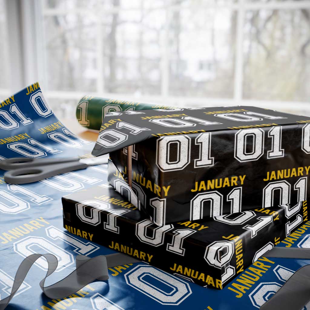 Funny January 01 New Years Eve Party Wrapping Paper Roll TS11 Black Print Your Wear