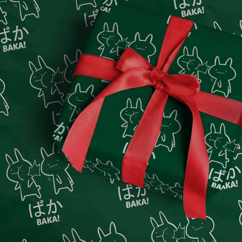 Funny Japanese Baka Wrapping Paper Roll Foolish Humorous Dumb Sarcasm Anime Manga Otaku TS02 Green Print Your Wear