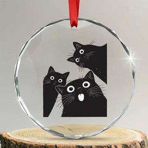 Funny Japanese Black Cat Is Watching You Crystal Glass Ornament Cat Lover TS12 Transparent Glass 3'' Circle Print Your Wear