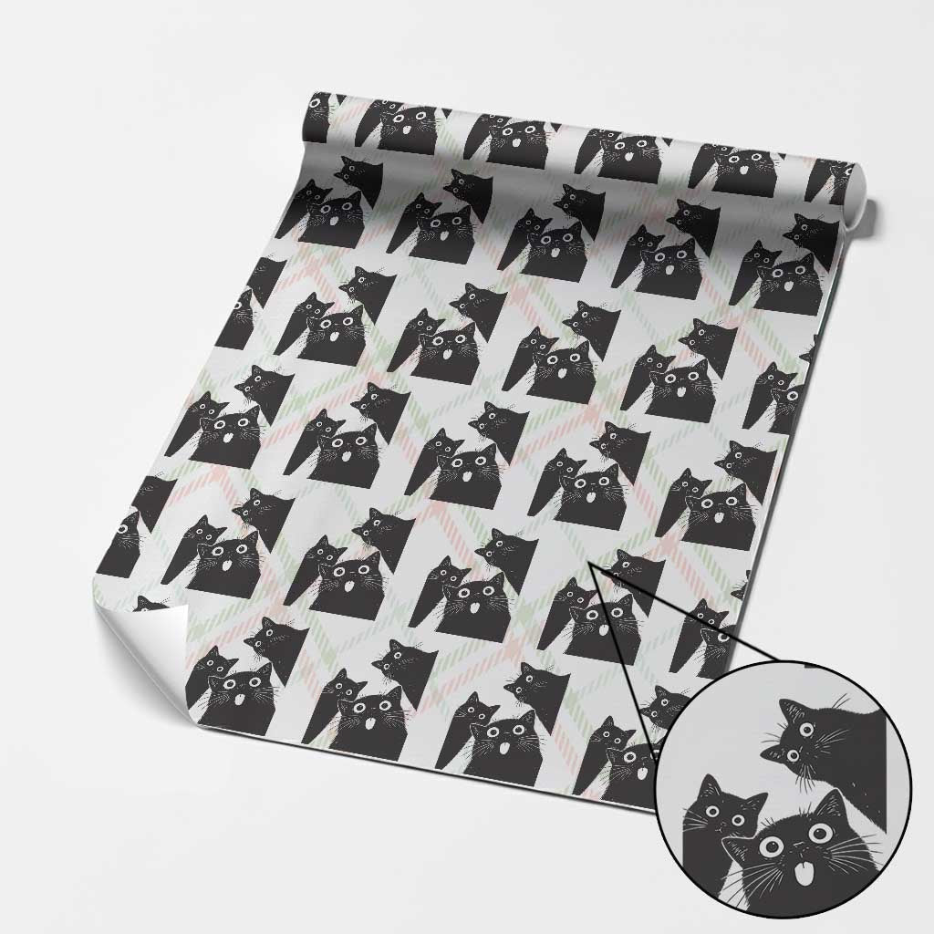Funny Japanese Black Cat Is Watching You Wrapping Paper Roll Cat Lover TS12 Christmas Plaid Print Your Wear