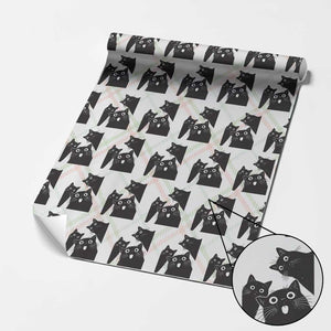 Funny Japanese Black Cat Is Watching You Wrapping Paper Roll Cat Lover TS12 Christmas Plaid Print Your Wear