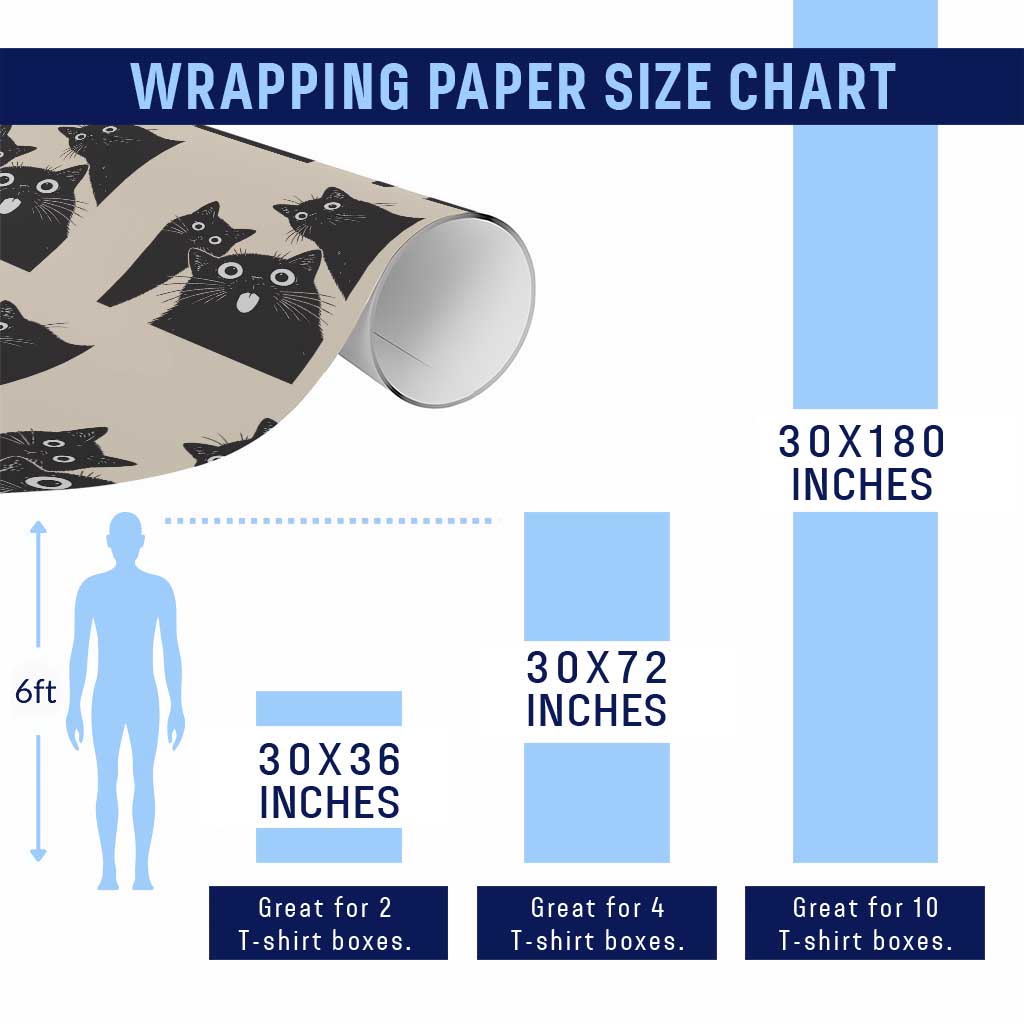 Funny Japanese Black Cat Is Watching You Wrapping Paper Roll Cat Lover TS12 Print Your Wear