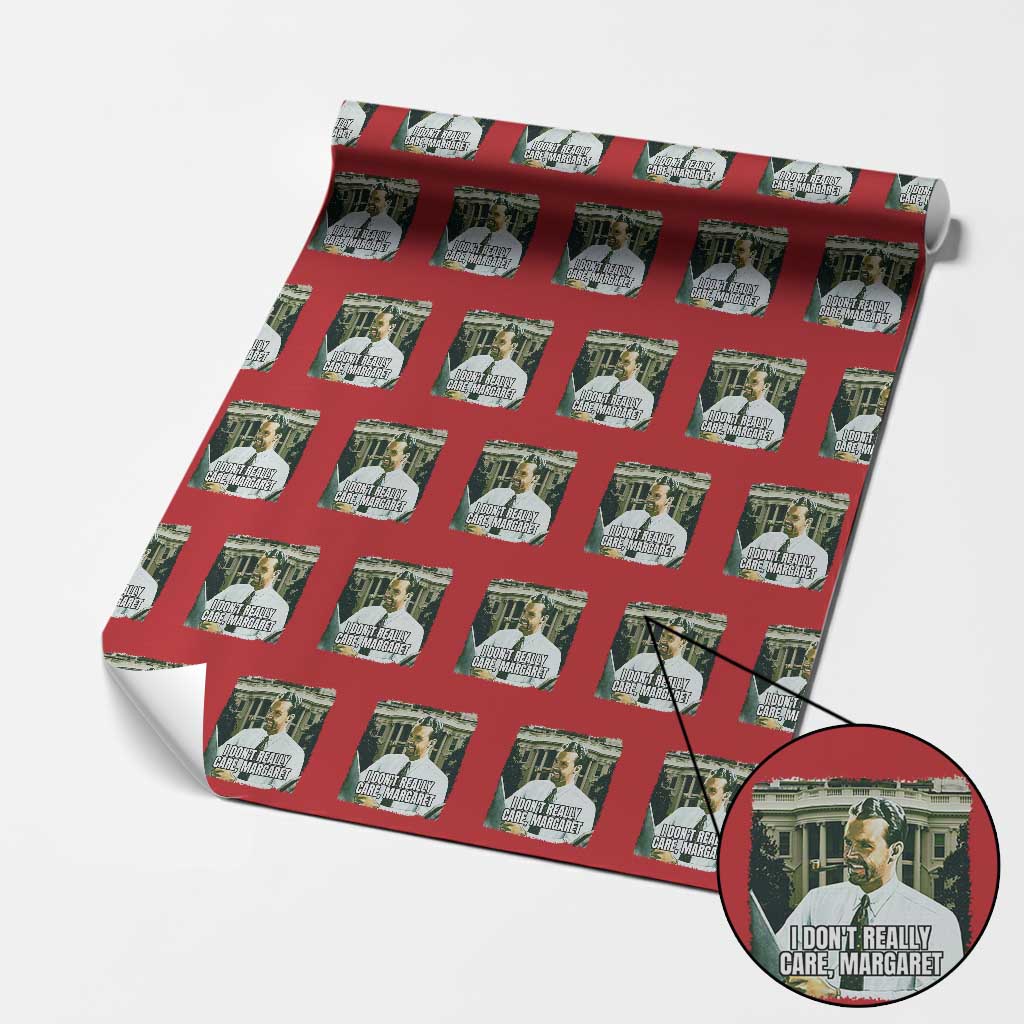 Funny JD Vance Interview Meme Wrapping Paper Roll I Don't Really Care Margaret TS02 Red Print Your Wear