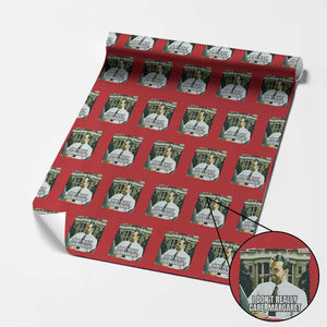 Funny JD Vance Interview Meme Wrapping Paper Roll I Don't Really Care Margaret TS02 Red Print Your Wear