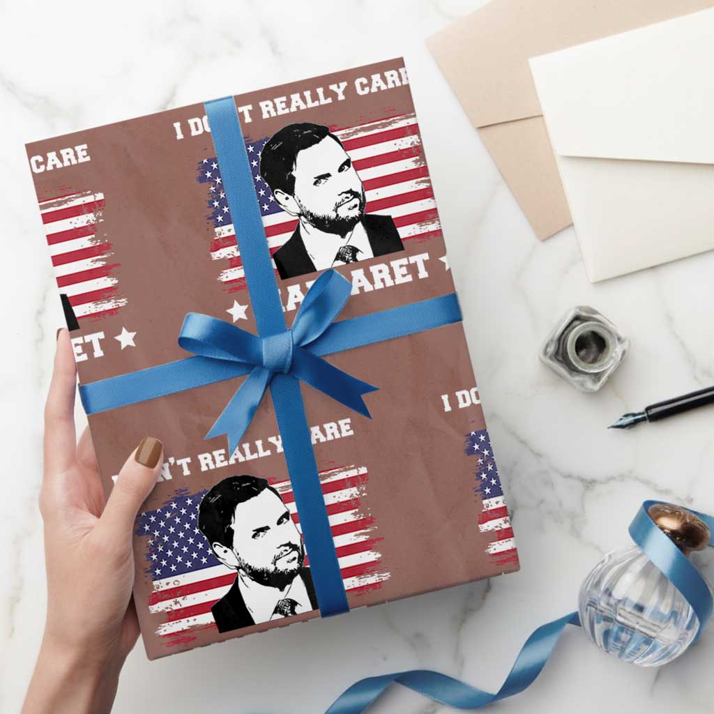 Funny JD Vance Wrapping Paper Roll I Don't Really Care Margaret American Flag TS02 Mocha Print Your Wear