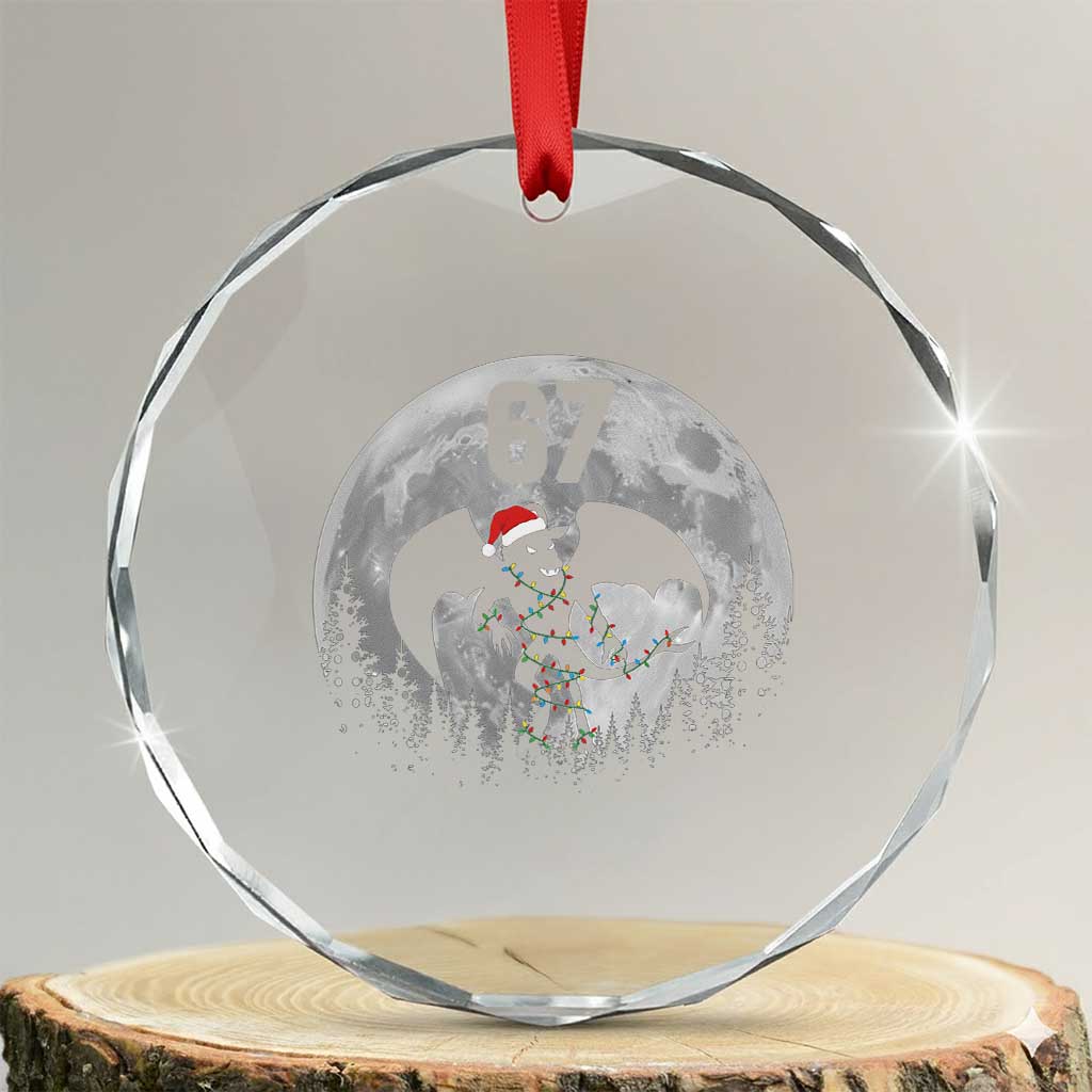 Funny Jersey Devil 67 Christmas Santa Hat Moon Night Stroll Crystal Glass Ornament TS11 Transparent Glass 3'' Circle Print Your Wear