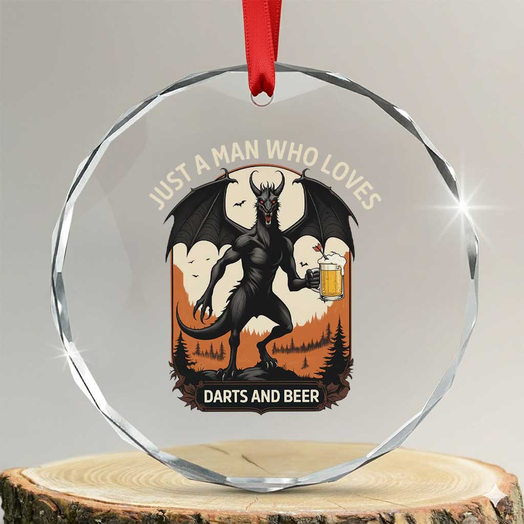 Funny Jersey Devil Loves Darts And Beer Crystal Glass Ornament Cryptid Lover Gift TS12 Transparent Glass 3'' Circle Print Your Wear