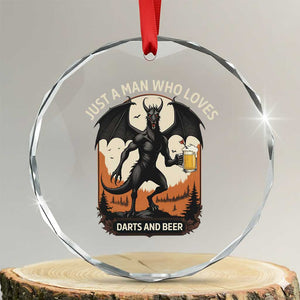 Funny Jersey Devil Loves Darts And Beer Crystal Glass Ornament Cryptid Lover Gift TS12 Transparent Glass 3'' Circle Print Your Wear