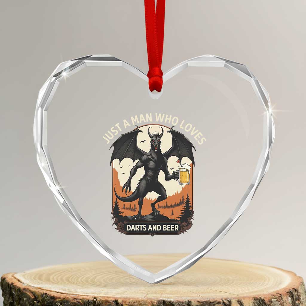 Funny Jersey Devil Loves Darts And Beer Heart Crystal Glass Ornament Cryptid Lover Gift TS12 Transparent Glass 3'' Heart Print Your Wear