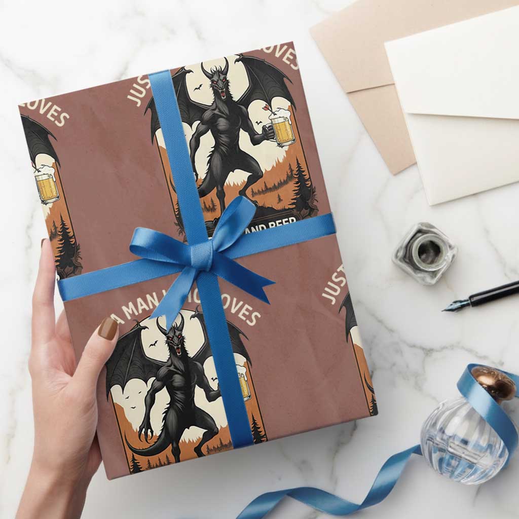 Funny Jersey Devil Loves Darts And Beer Wrapping Paper Roll Cryptid Lover Gift TS12 Mocha Print Your Wear