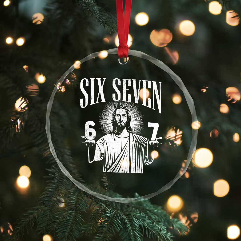 Funny Jesus 67 Crystal Glass Ornament God Six Seven Meme Religious Christian TS11 Print Your Wear