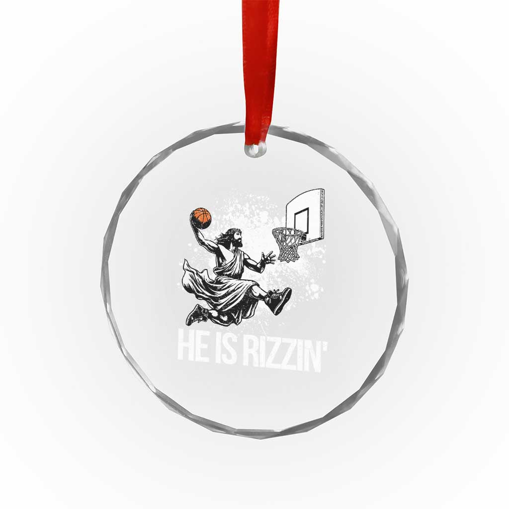 Funny Jesus Basketball Crystal Glass Ornament He Is Rizzin Sport Player Meme TS11 Print Your Wear