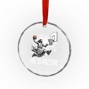 Funny Jesus Basketball Crystal Glass Ornament He Is Rizzin Sport Player Meme TS11 Print Your Wear