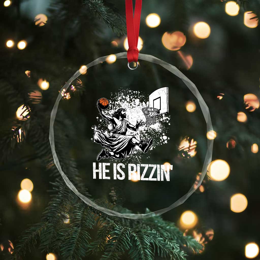 Funny Jesus Basketball Crystal Glass Ornament He Is Rizzin Sport Player Meme TS11 Print Your Wear