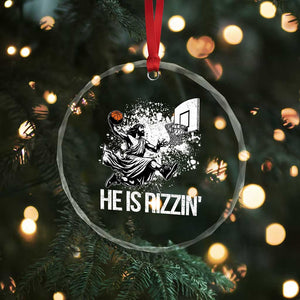 Funny Jesus Basketball Crystal Glass Ornament He Is Rizzin Sport Player Meme TS11 Print Your Wear