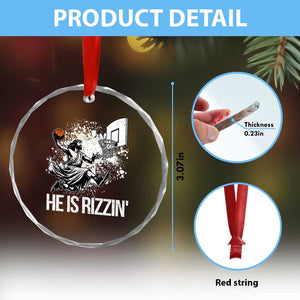 Funny Jesus Basketball Crystal Glass Ornament He Is Rizzin Sport Player Meme TS11 Print Your Wear