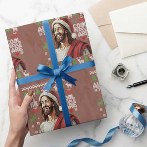 Funny Jesus Birthday Wrapping Paper Roll All the Cool People Are Born in December TS02 Mocha Print Your Wear