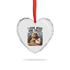 Funny Jesus Christian Christmas Heart Crystal Glass Ornament I Love Jesus And Tacos TS14 Print Your Wear