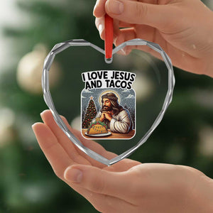 Funny Jesus Christian Christmas Heart Crystal Glass Ornament I Love Jesus And Tacos TS14 Print Your Wear