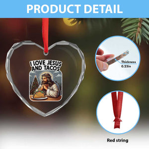 Funny Jesus Christian Christmas Heart Crystal Glass Ornament I Love Jesus And Tacos TS14 Print Your Wear