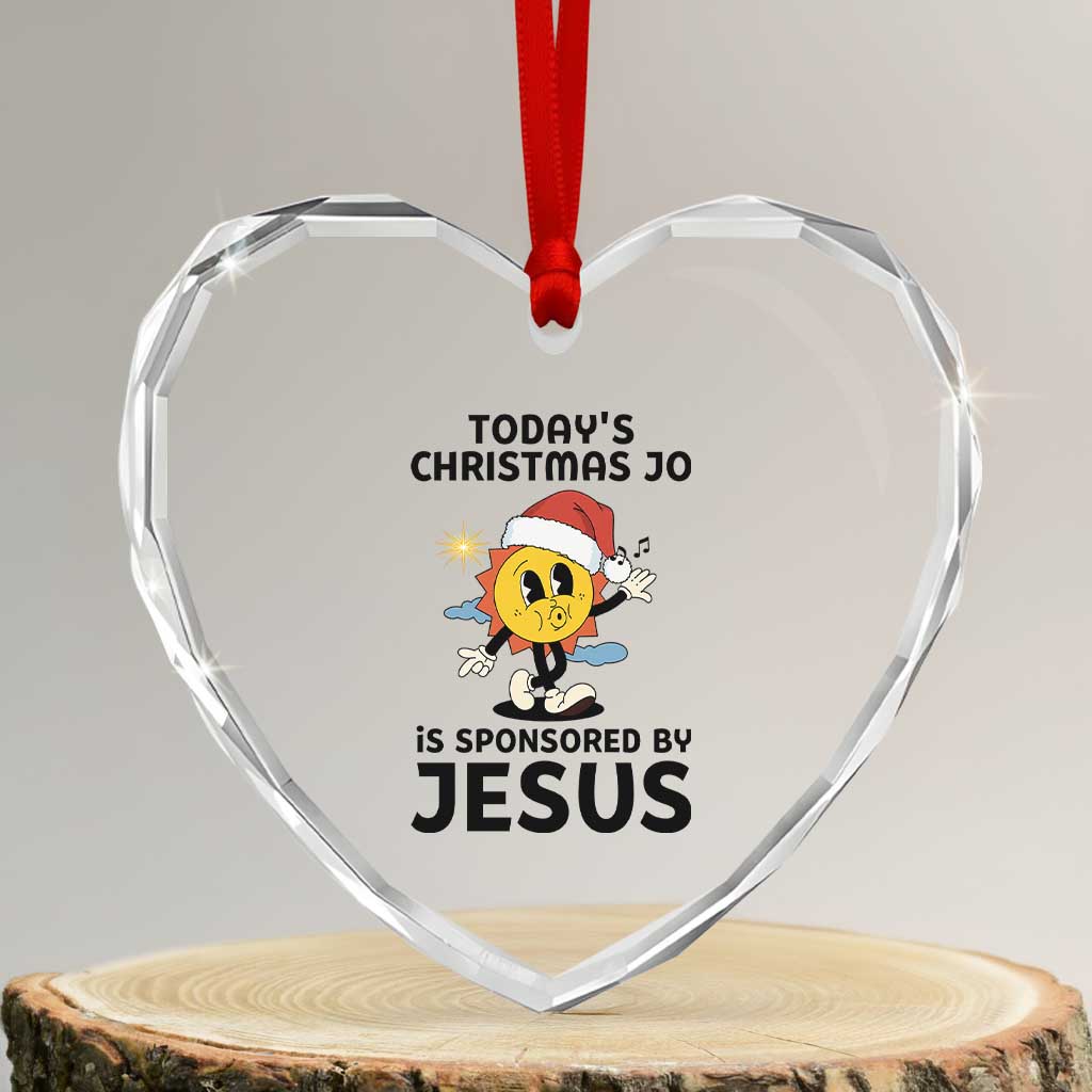 Funny Jesus Christian Christmas Heart Crystal Glass Ornament Today Is Good Mood Is Sponsored By Jesus TS14 Transparent Glass 3'' Heart Print Your Wear