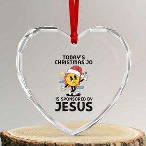 Funny Jesus Christian Christmas Heart Crystal Glass Ornament Today Is Good Mood Is Sponsored By Jesus TS14 Transparent Glass 3'' Heart Print Your Wear