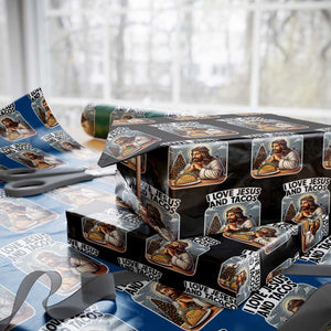 Funny Jesus Christian Christmas Wrapping Paper Roll I Love Jesus And Tacos TS14 Black Print Your Wear