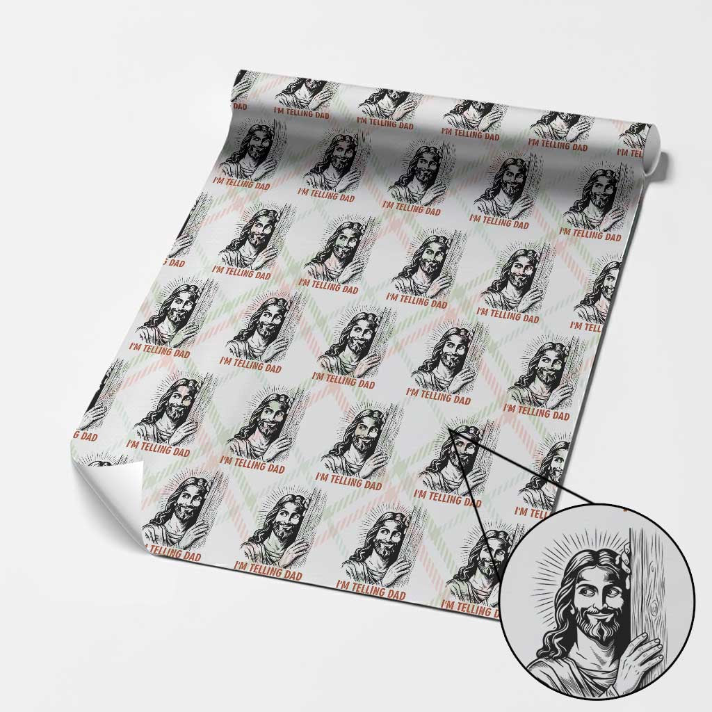 Funny Jesus Christian Meme Wrapping Paper Roll I Am Telling Dad TS14 Christmas Plaid Print Your Wear