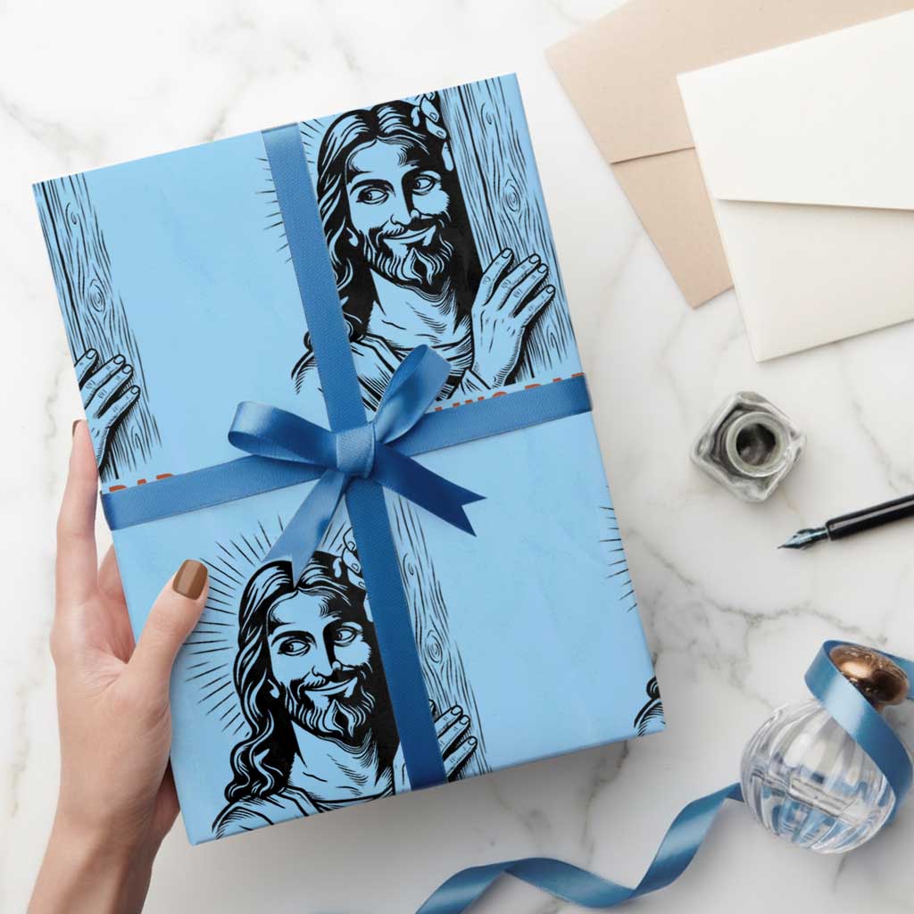 Funny Jesus Christian Meme Wrapping Paper Roll I Am Telling Dad TS14 Light Blue Print Your Wear
