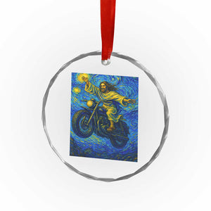 Funny Jesus Christian Motorcycle Crystal Glass Ornament Starry Night Van Gogh Biker TS14 Print Your Wear