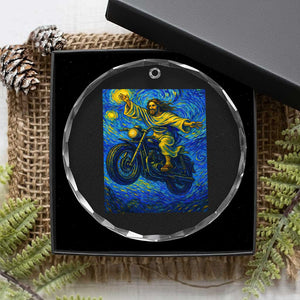 Funny Jesus Christian Motorcycle Crystal Glass Ornament Starry Night Van Gogh Biker TS14 Print Your Wear