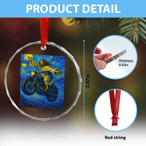 Funny Jesus Christian Motorcycle Crystal Glass Ornament Starry Night Van Gogh Biker TS14 Print Your Wear