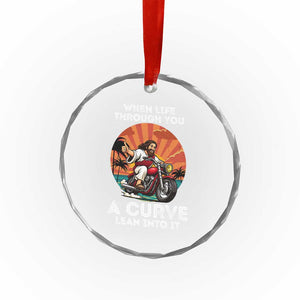 Funny Jesus Christian Motorcycle Crystal Glass Ornament When Life Throws You A Curve Lean Into It TS14 Print Your Wear