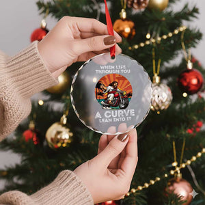 Funny Jesus Christian Motorcycle Crystal Glass Ornament When Life Throws You A Curve Lean Into It TS14 Print Your Wear