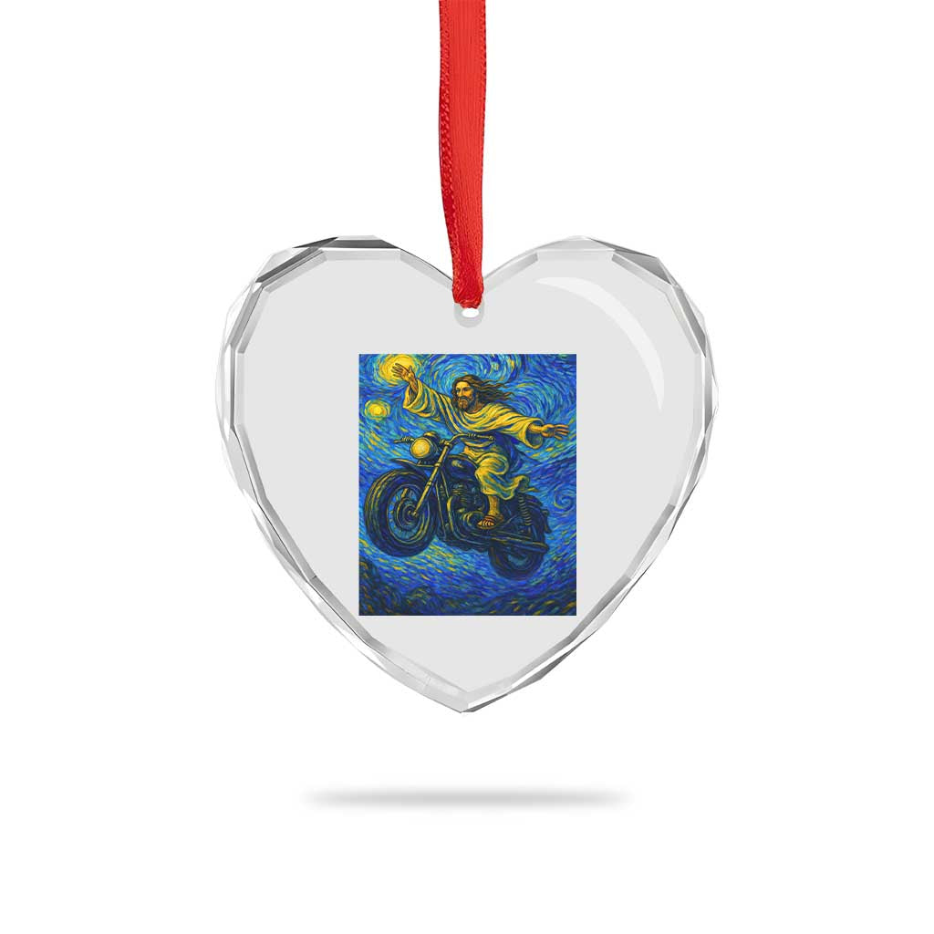 Funny Jesus Christian Motorcycle Heart Crystal Glass Ornament Starry Night Van Gogh Biker TS14 Print Your Wear