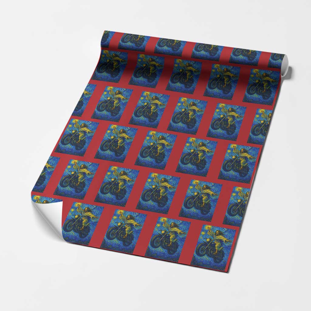 Funny Jesus Christian Motorcycle Wrapping Paper Roll Starry Night Van Gogh Biker TS14 Red Print Your Wear