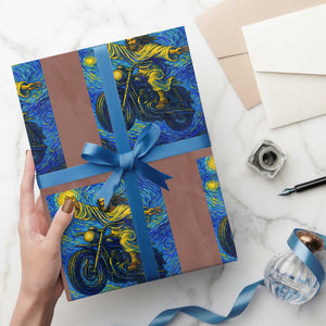 Funny Jesus Christian Motorcycle Wrapping Paper Roll Starry Night Van Gogh Biker TS14 Mocha Print Your Wear